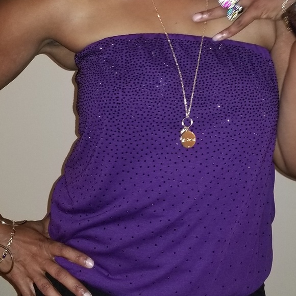 NWT Lane Bryant Purple Sequin Tube Top - Picture 4 of 5